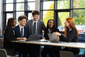 Sixth Form group laughing  004
